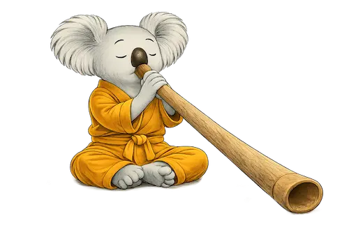 Koala playing didgeridoo